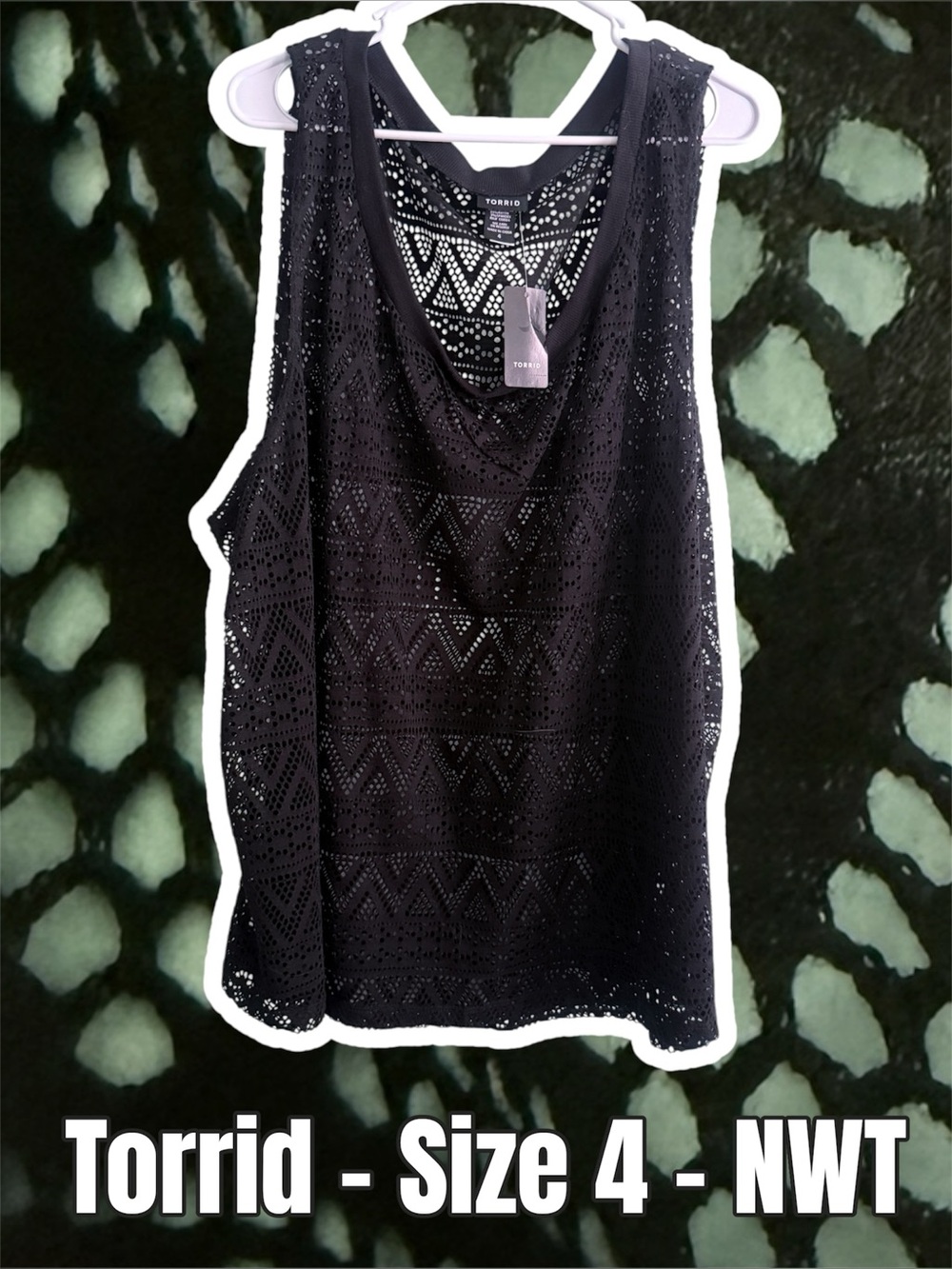 Torrid Black Crochet Tank Top